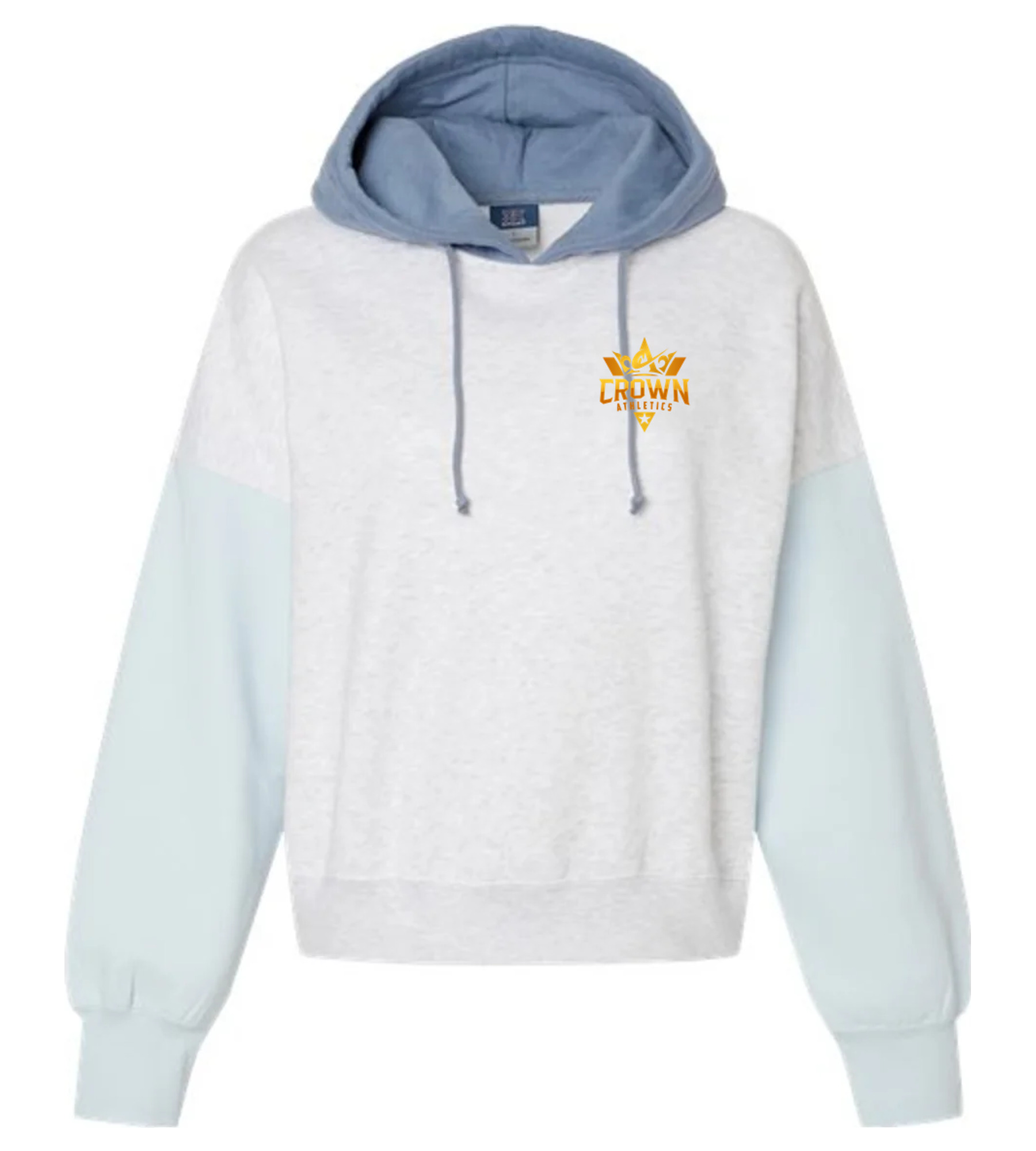 MV Sport Women's Sueded Fleece Colorblocked Crop Hooded Sweatshirt